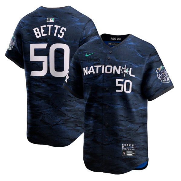 Los Angeles Dodgers #50 Mookie Betts Royal 2023 All-Star Cool Base Stitched Jersey - Click Image to Close